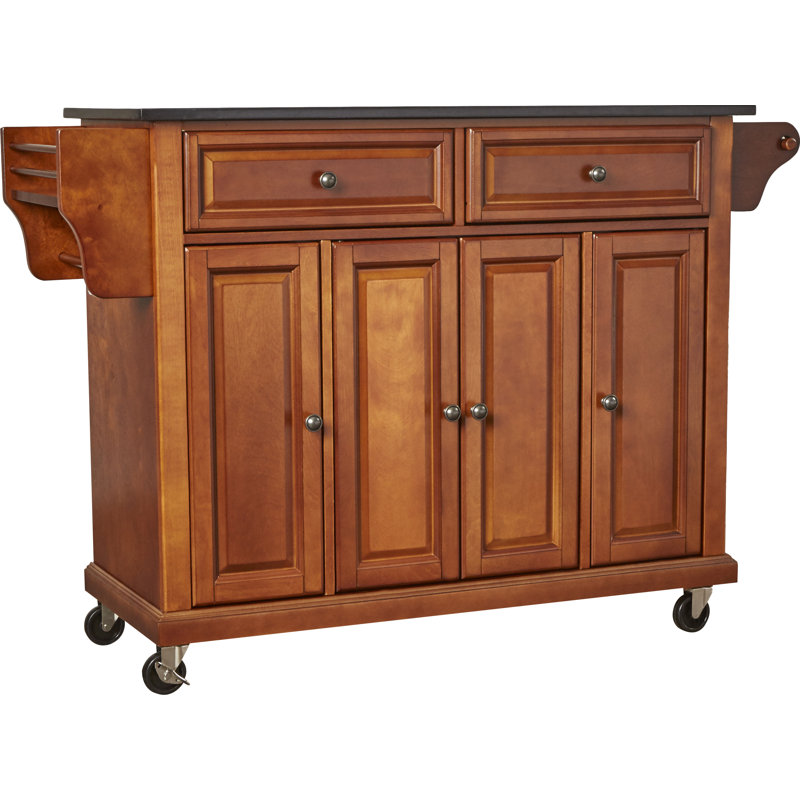 Three Posts™ Royce 51.5'' Wide Rolling Kitchen Island with Granite Top & Reviews Wayfair